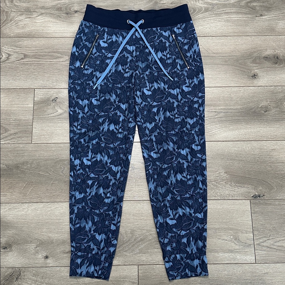 Athleta Trekkie North Floral Print Mid Rise Ankle Jogger Pants Blue Size 6
